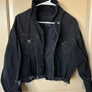 Abercrombie Cropped Black Denim Jacket